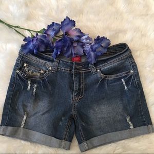 Distressed bedazzled Jeans Shorts